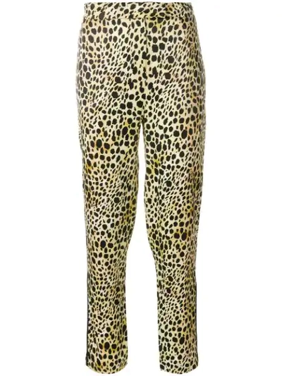 De La Vali Leopard Print Cropped Trousers In Brown