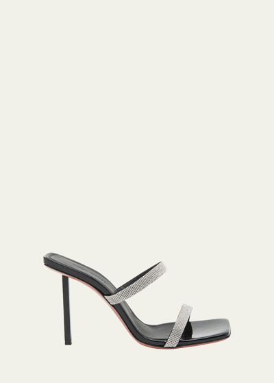 Amina Muaddi Rih Patent Leather Stiletto Sandals In Black