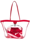 Prada Transparent Logo Tote - Red