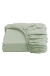 Bed Threads French Flax Linen Fitted Sheet In Light Green
