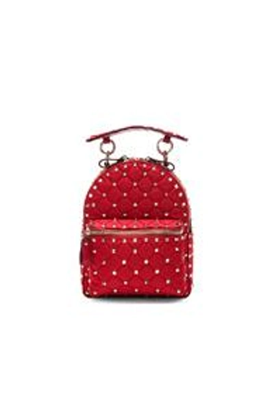 Valentino Garavani Valentino Mini Rockstud Spike Nylon Backpack In Red