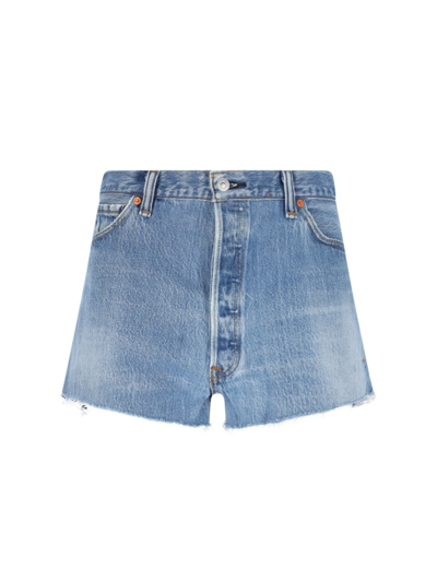 Re/done Levi's High Rise Cotton Denim Shorts In Blue