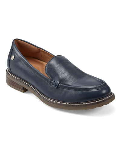 Easy Spirit Women's Eflex Jaylin Round Toe Slip-on Casual Loafers In Navy Leather