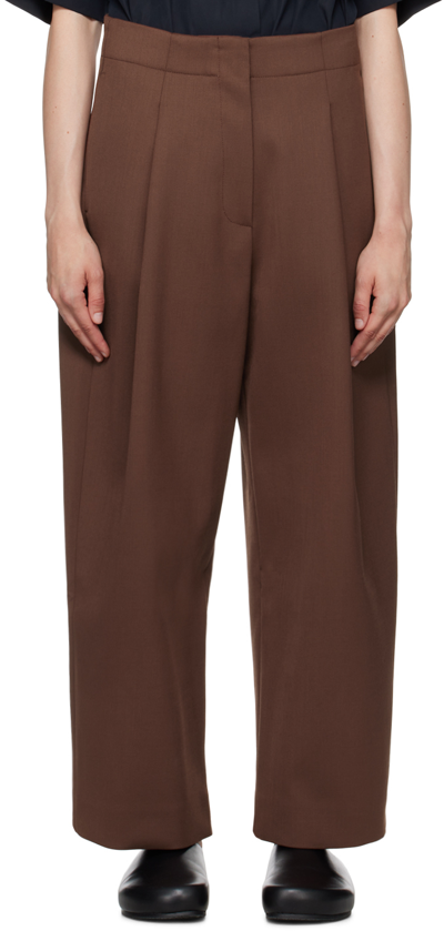 Studio Nicholson Brown Dordoni Trousers In Cedar