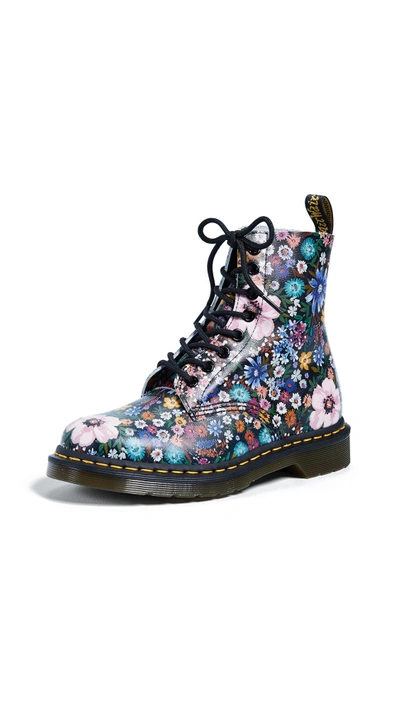 Dr. Martens' Pascal Wl 8 Eye Boots In Black/mallow Pink