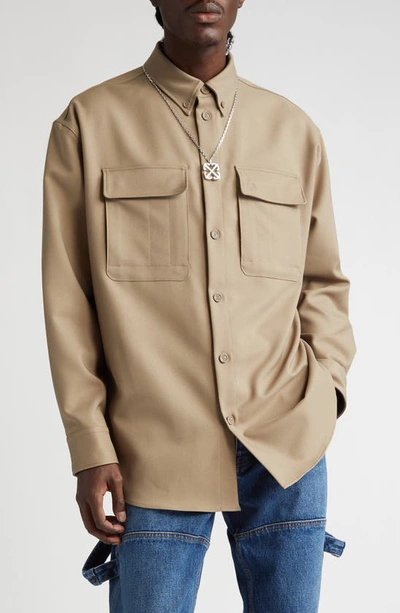 Off-white Ow Drill Military Overshirt In Green