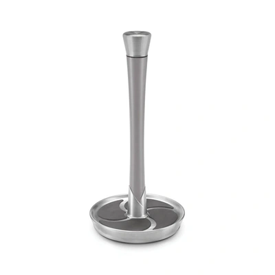 Polder Fleur Single-tear Standing Paper Towel Holder With Heavyweight Base In Silver