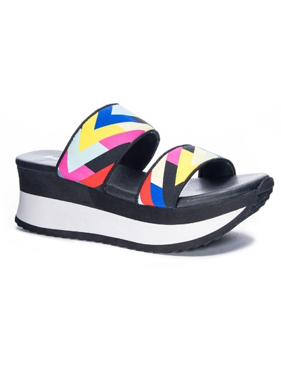 Dirty Laundry Got It Womens Pattern Slip On Wedge Sandals In Multi