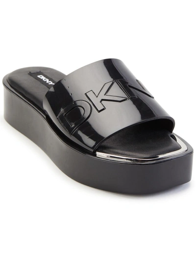Dkny Laren-platform Slid Womens Slides Wedge Flatform Sandals In Black