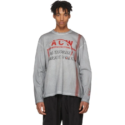A-cold-wall* Grey And Red Long Sleeve Authorised Carrige Worker T-shirt In Slate