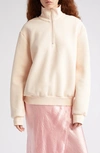 Acne Studios Fenrik Quarter Zip Cotton Blend Sweatshirt In Powder Pink
