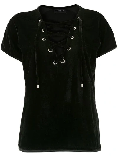 Olympiah Lace-up Velvet Blouse In Black