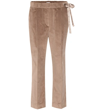 Brunello Cucinelli Side Tie Corduroy Trackpants In Brown