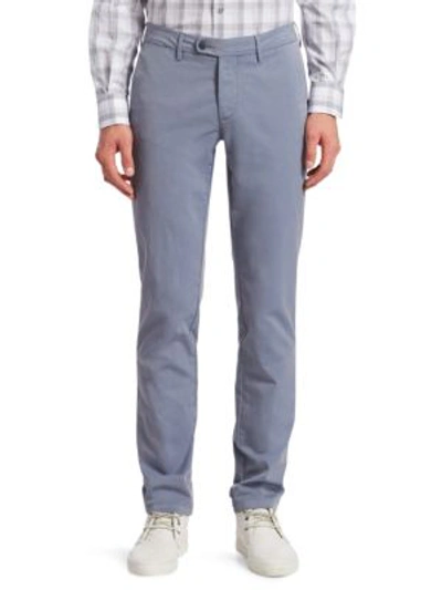 Saks Fifth Avenue Men's Collection Buttoned Chino Pants In Grey Blue