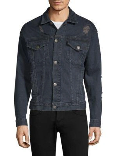 Dim Mak Obex Distressed Denim Jacket In Dark Indigo