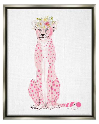 Stupell Pink Leopard Floral Garland Framed Floater Canvas Wall Art By Patricia Pinto