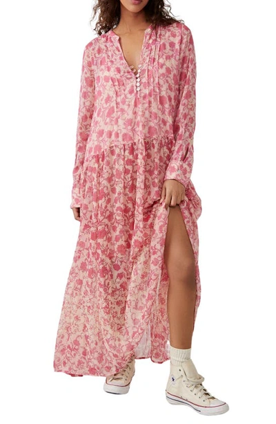 Free People See It Through Dress In Pink And White