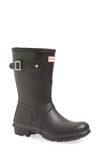 Hunter Original Short Waterproof Rain Boot In Black/ Dark Slate