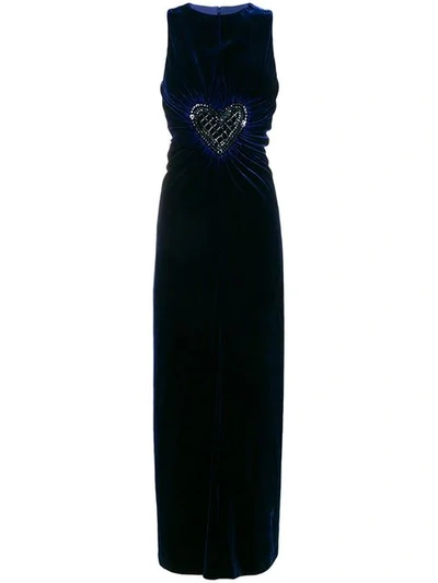 Fendi Sleeveless Sheath Velvet Cocktail Dress With Heart Embroidered Waist In F12qa-muffin