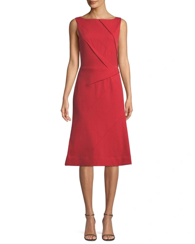 Narciso Rodriguez Sleeveless Pleated Front Midi Dress In Red