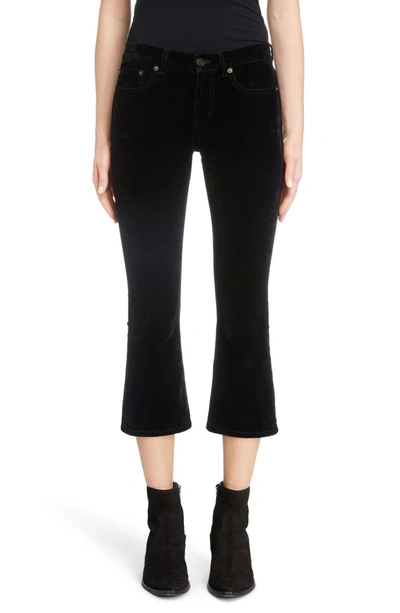 Saint Laurent Stretch Velvet Crop Pants In Black