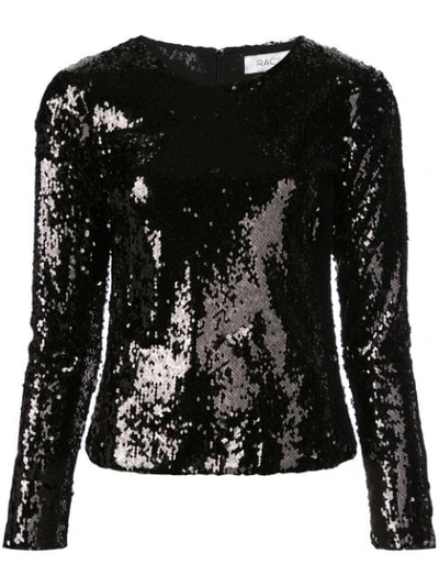 Racil Long-sleeve Jewel-neck Sequin Top In Black