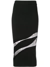 Cushnie Et Ochs Knit Fitted Pencil Skirt W/ Sheer Panels In Black