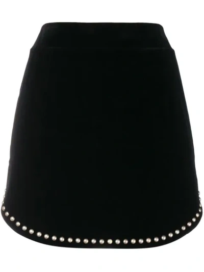 Saint Laurent Studded Cotton-corduroy Mini Skirt In Black