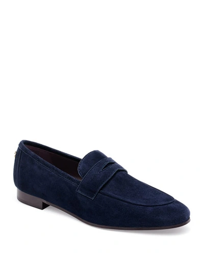 Bougeotte Suede Slip-on Penny Loafer, Navy