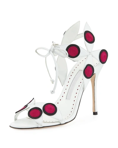 Manolo Blahnik Pinwheel Colorblock Leather Sandal In White