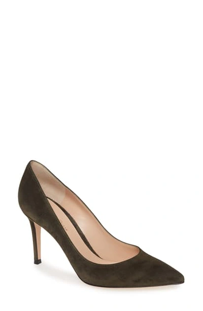 Gianvito Rossi Gianvito 85 Suede Point-toe Pumps In Fumo Fumo