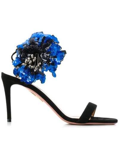 Aquazzura Disco Flower 85mm Sandal In Black