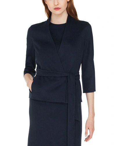 Akris Double-face Cashmere Cardigan-style Jacket In Dark Blue