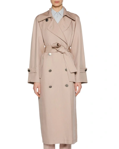 Giorgio Armani Double-breasted Water-repellent Silk-blend Trench Coat In Light Pink