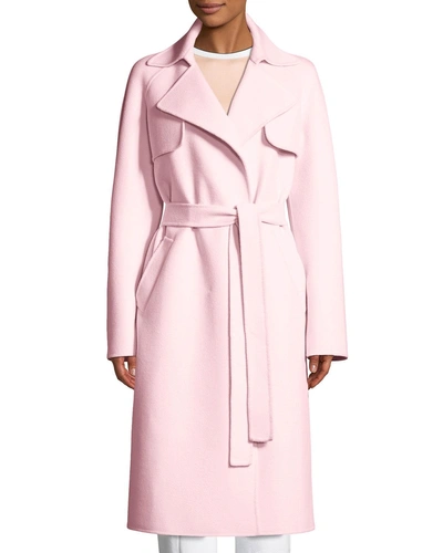 Michael Kors Belted Wool-blend Trench Coat In Blush