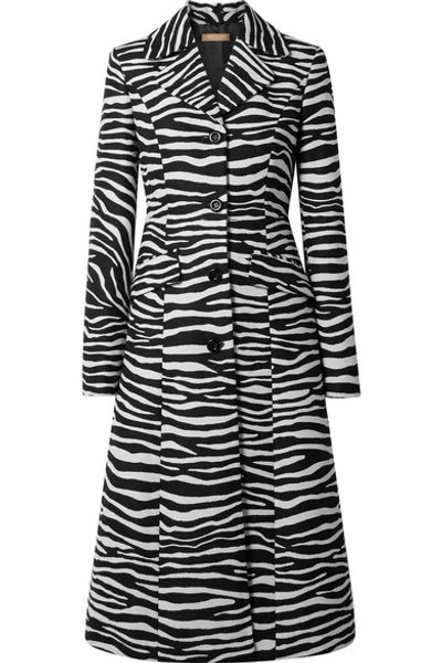 Michael Kors Button-front Zebra-jacquard Wool Coat In Zebra Print