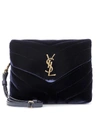 Saint Laurent Toy Loulou Matelassé Velvet Crossbody Bag In Marine