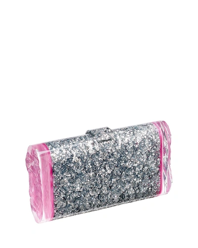 Edie Parker Lara Backlit Confetti Clutch Bag In Silver