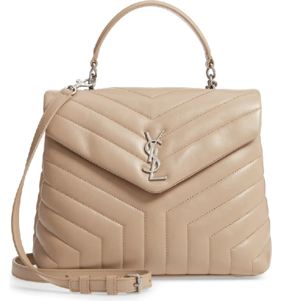 Saint Laurent Monogram Ysl Loulou Quilted Shoulder Bag In Dark Beige