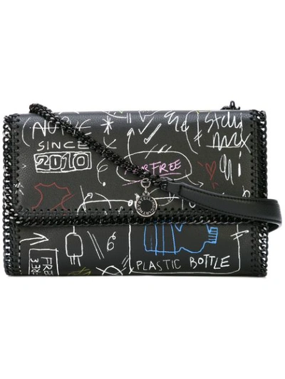 Stella Mccartney Graffiti Chain Falabella Shoulder Bag In Black