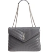 Saint Laurent Medium Loulou Calfskin Leather Shoulder Bag - Grey In Storm/ Storm