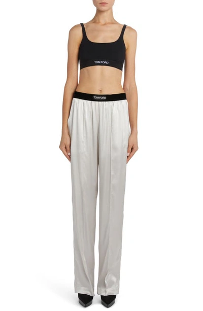 Tom Ford Stretch Silk Satin Pajama Pants In White