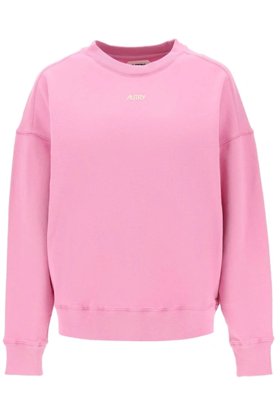Autry Crew-neck Sweatshirt With Logo Print In Pink