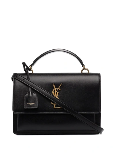 Saint Laurent Monogram Ysl Sunset Medium Chain Crossbody Bag In Black