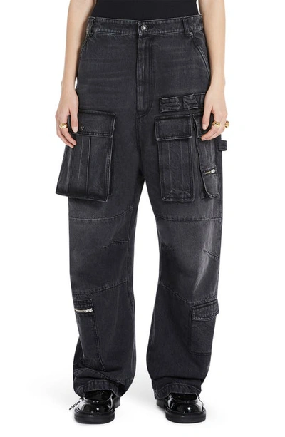 Sportmax Giraffa Patch-pocket Straight-leg Mid-rise Jeans In Black