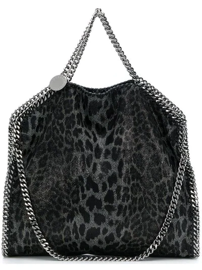 Stella Mccartney Mini Falabella Leopard Print Faux Leather Tote - Black In Grey-black