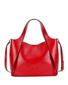 Stella Mccartney Medium Perforated Logo Faux Leather Tote - Red In Lover Red