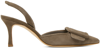 Manolo Blahnik 70mm Maysli Suede Slingback Pumps In Brown