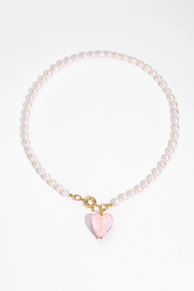 Classicharms Esmee Glaze Heart Pendant Baroque Pearl Necklace In Pink