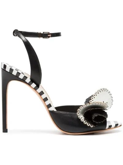 Sophia Webster Black And White Soleil 100 Ruffle Leather Sandals